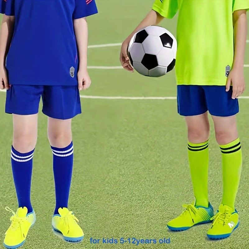 1 pair Striped Knee-High Sports Socks for Kids - Breathable & Comfortable for Basketball, Football & Running