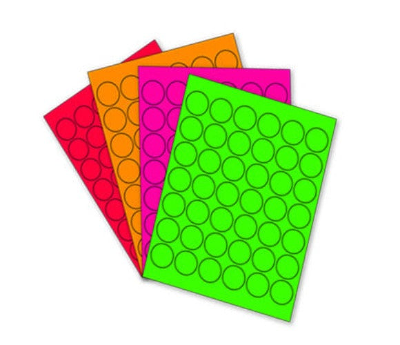 1-1/4" Printable Circle Labels - Neon Variety Pack: 25 Sheets/ Pack