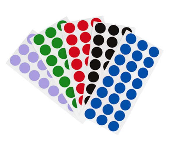 1/2" Removable Round, Color-Code Dots: 1,200/Pack