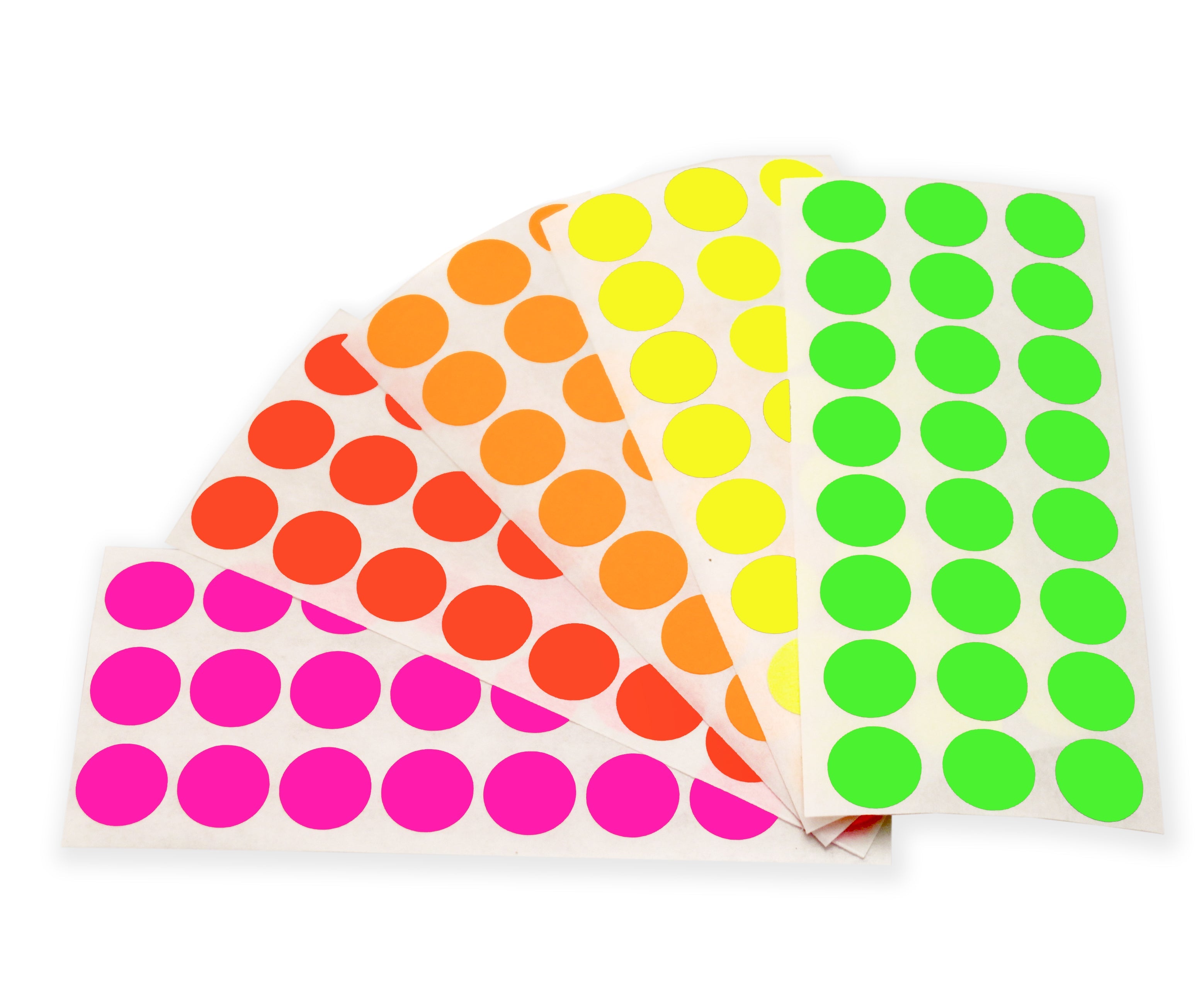 1/2" Permanent Round Color-Code Sheeted Dot Pack (Fluorescent): 1,200/Pack