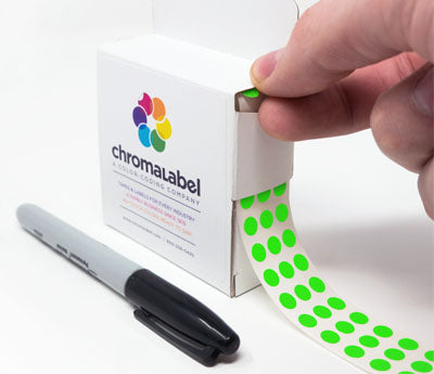 1/4" Permanent Round Color-Code Dot Variety Kit (Fluorescent), Inventory Labels: 6,000/Kit