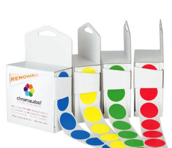1" Removable Round, Color-Code Dots: 1,000/Box