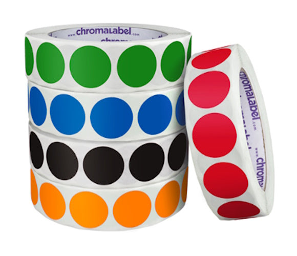 1" Permanent Round, Color-Code Dots: 1,000/Roll