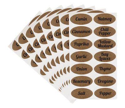1" x 2" Oval True Kraft Pre-Printed Stickers - 112 Labels/Pack