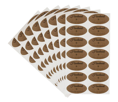 1" x 2" Oval True Kraft Pre-Printed Stickers - 112 Labels/Pack