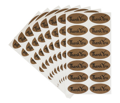 1" x 2" Oval True Kraft Pre-Printed Stickers - 112 Labels/Pack