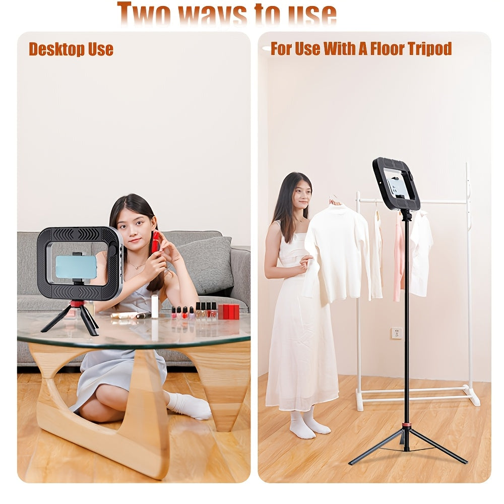 2025 NEWS Smartphone Video Rig With Light, 8000mAh Build-in Battery, Cell Phone Handheld Stabilizer With Ring Light 2500-8500k Selfie Light For Camera, Smartphone, Action Camera, Setup, Filmmaking, Makeup, Vlogging