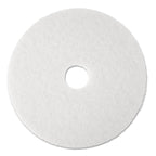 3M Low-Speed Super Polishing Floor Pads 4100, 17" Diameter, White, 5/Carton