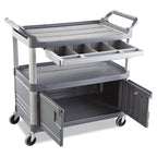 Rubbermaid Xtra Instrument Cart with Locking Storage Area, Plastic, 3 Shelves, 300 lb Capacity, 20" x 40.63" x 37.8", Gray