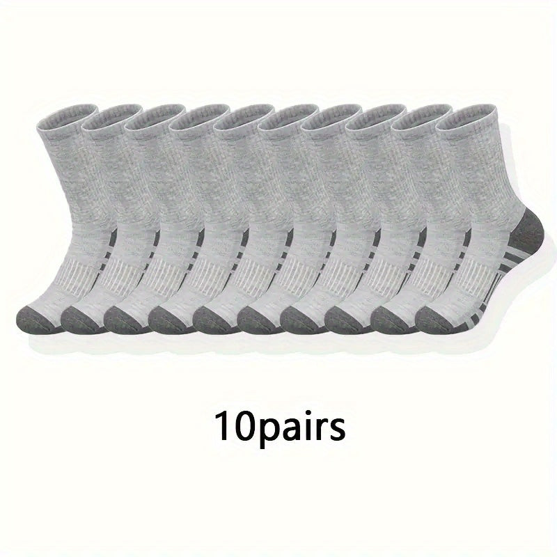 10/30 Pairs of Men's Trendy Color Block Crew Socks - Breathable, Comfy, Casual, Unisex, Outdoor Wear, Colorful, Fashionable, Soft, and Durable