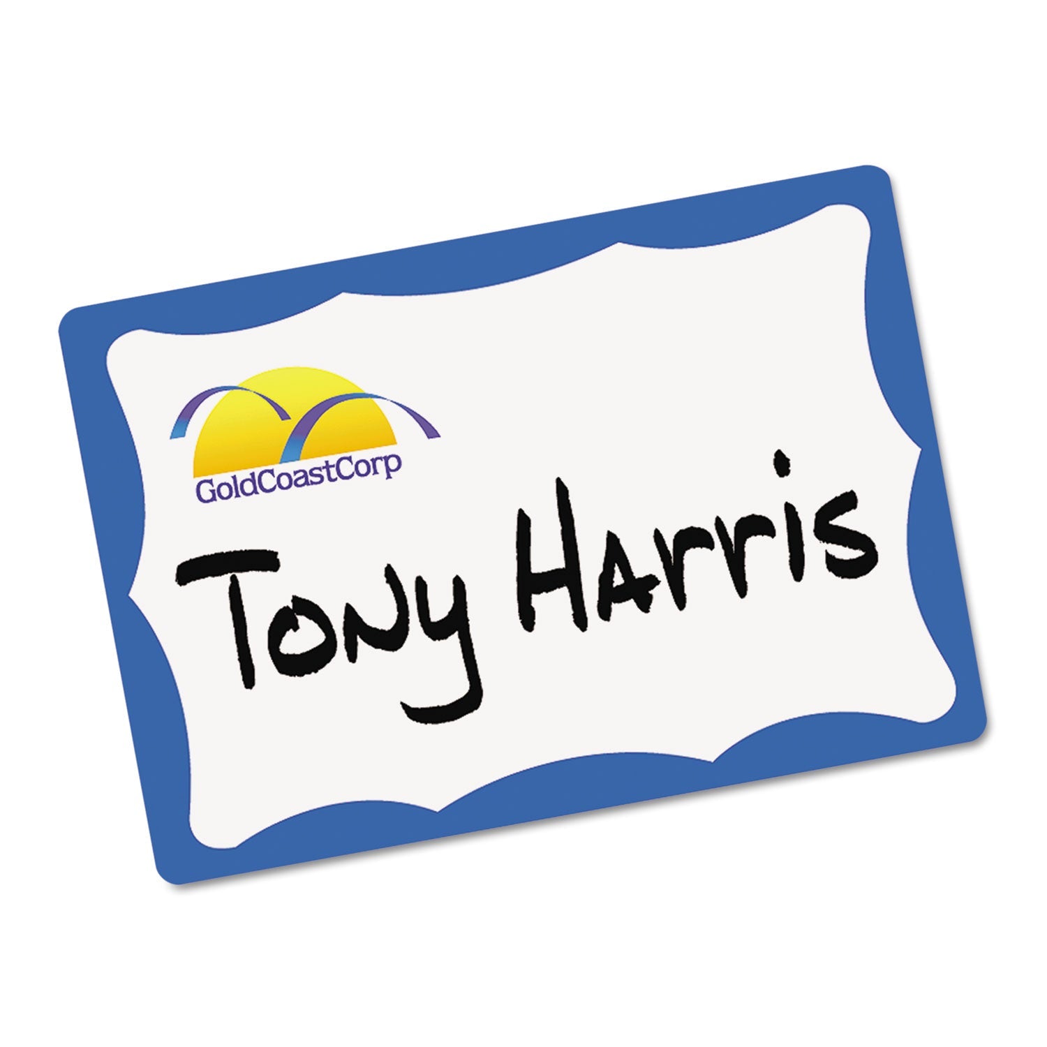 Avery Printable Adhesive Name Badges, 3.38 x 2.33, Blue Border, 100/Pack