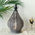 12''H Moroccan Metal Table Lamp Battery Powered Cordless Lamp with LED Fairy Lights Bulb