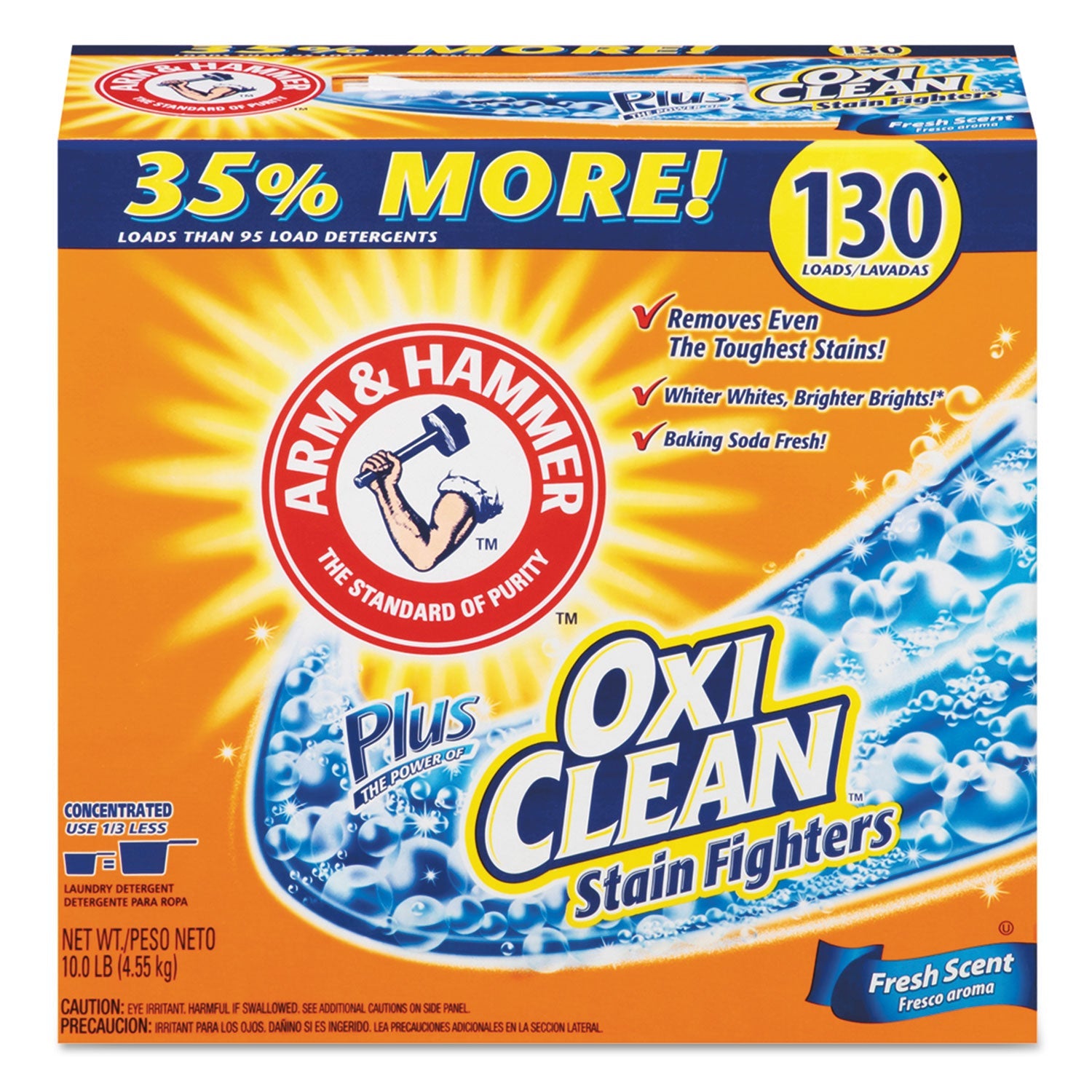 Arm & Hammer Power of OxiClean Powder Detergent, Fresh, 9.92 lb Box, 3/Carton