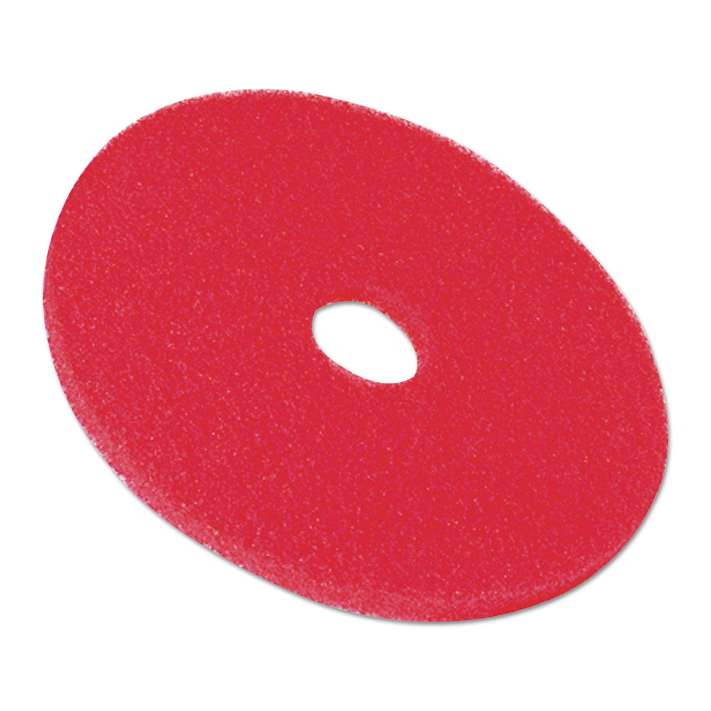 3M Low-Speed Buffer Floor Pads 5100, 17" Diameter, Red, 5/Carton
