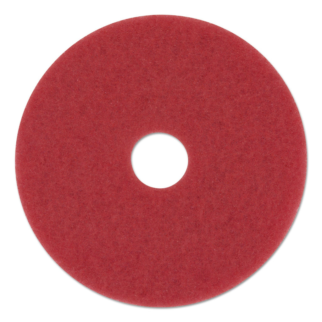 3M Low-Speed Buffer Floor Pads 5100, 20" Diameter, Red, 5/Carton