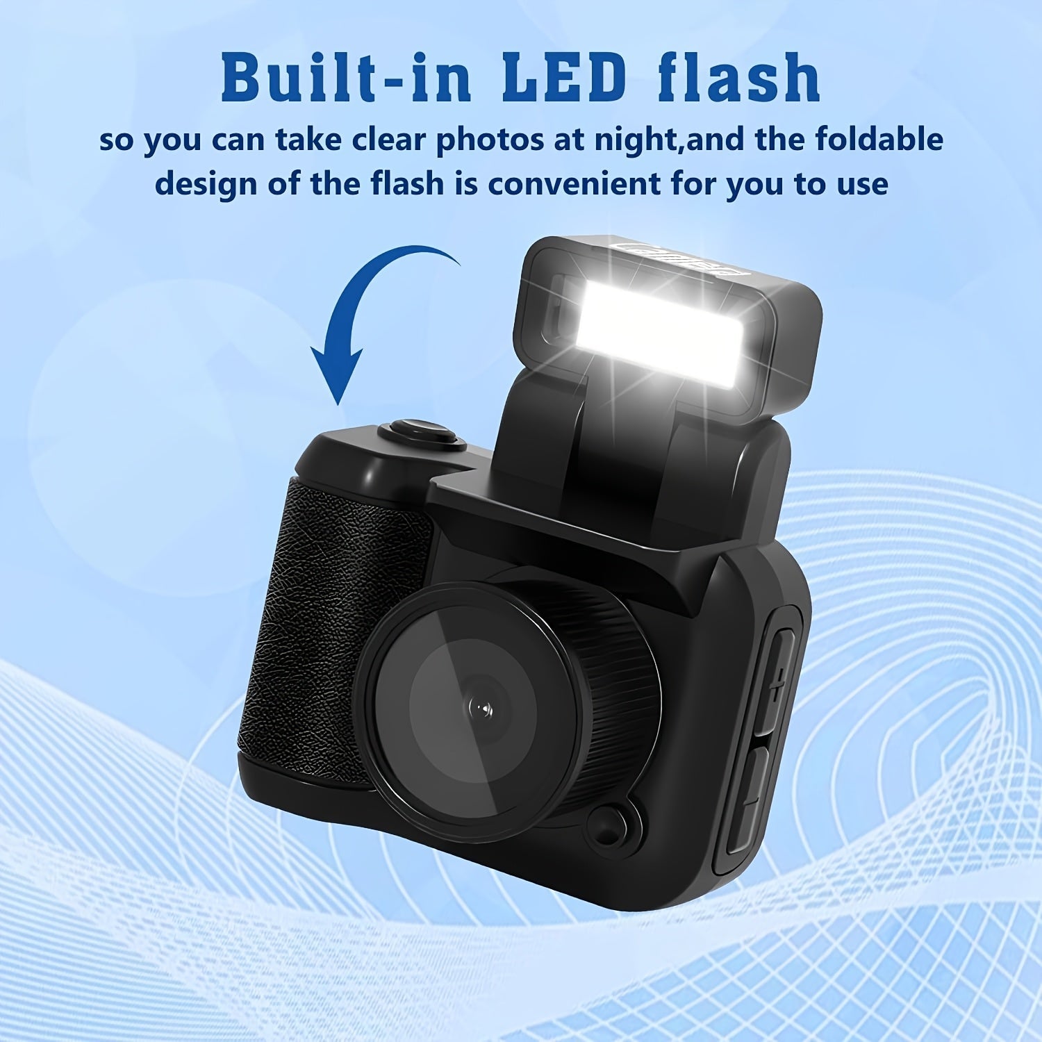 1080P HD Mini Digital Camera with LED Flash, Keychain Attachment, and 16GB Memory Card – Compact Retro Instant Camera for Travel, Holidays, and Everyday Use (White/Pink/Black), Mini Camera