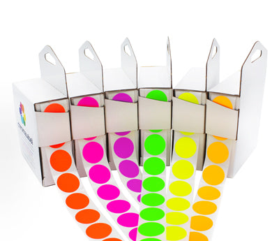3/4" Permanent Round Color-Code Dot Variety Kit (Fluorescent), Inventory Labels: 6,000/Kit