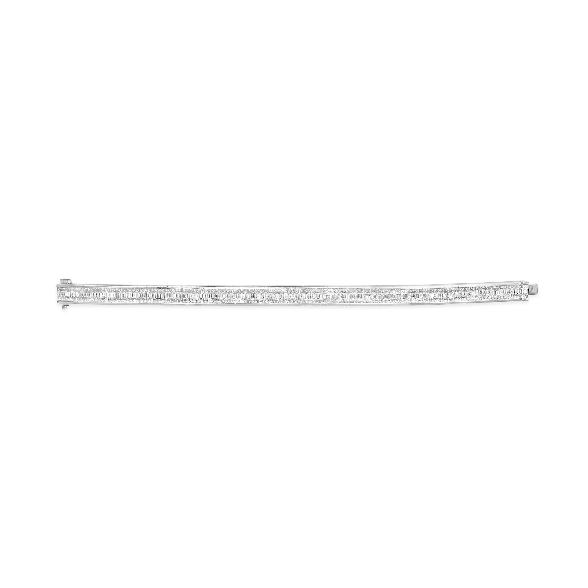 14K White Gold 7 7/8 Cttw Princess and Baguette Diamond Eternity Line Tennis Bracelet (G-H Color, SI1-SI2 Clarity) - 7" Inches