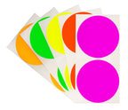 3" Removable Round Color Coding Sheeted Dot Kit (Fluorescent): 100/Pack