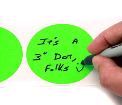 3" Permanent Round Color-Code Dot Variety Kit (Fluorescent), Inventory Labels: 3,000/Kit