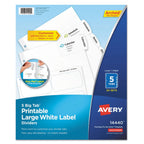 Avery Big Tab Printable Large White Label Tab Dividers, 5-Tab, 11 x 8.5, White, 20 Sets