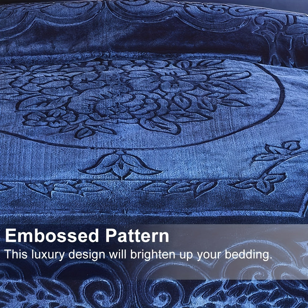 1-Piece (without Pillowcases) Thick Raschel Printed Blanket King Size Luxurious Single Ply 9 Lbs Soft & Warm Blanket Bed Home Gifts 85 X 95 In (215x240cm) For Any Decor