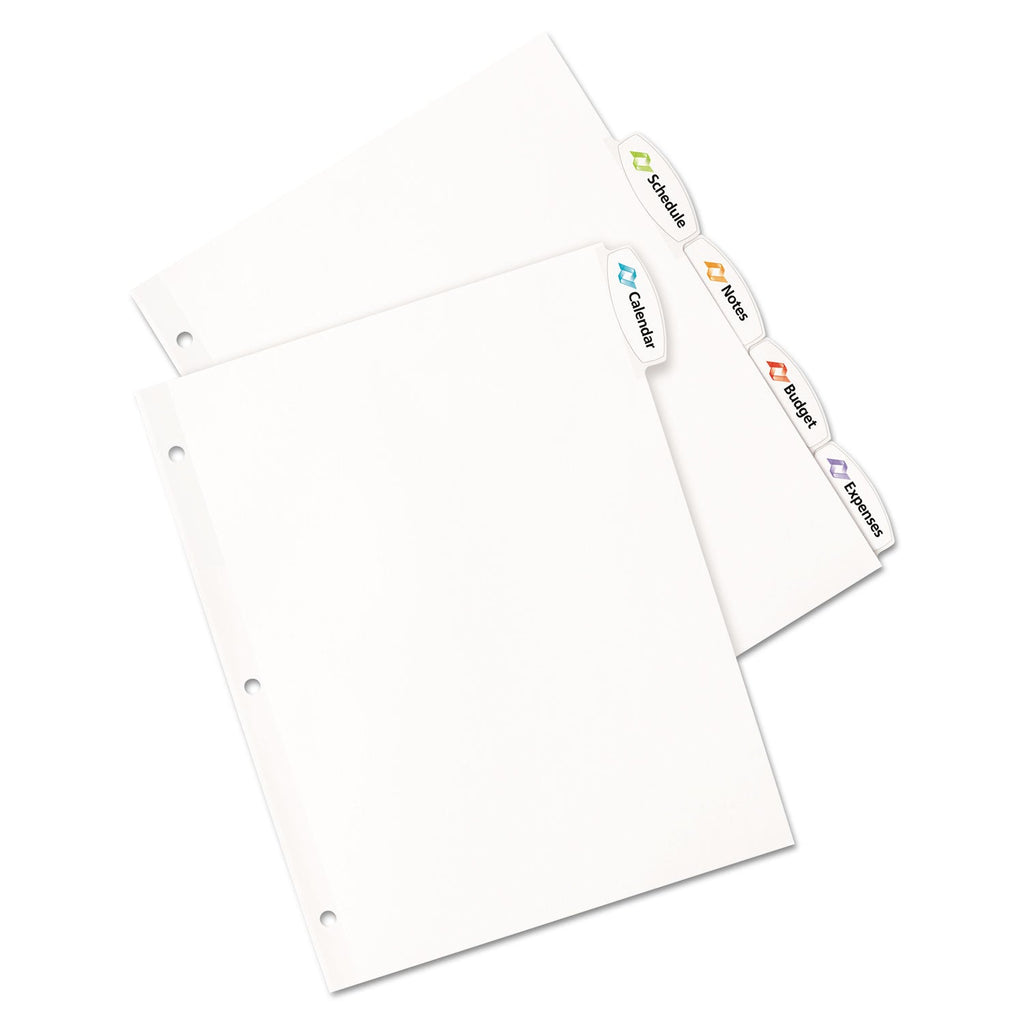 Avery Big Tab Printable White Label Tab Dividers, 5-Tab, 11 x 8.5, White, 20 Sets