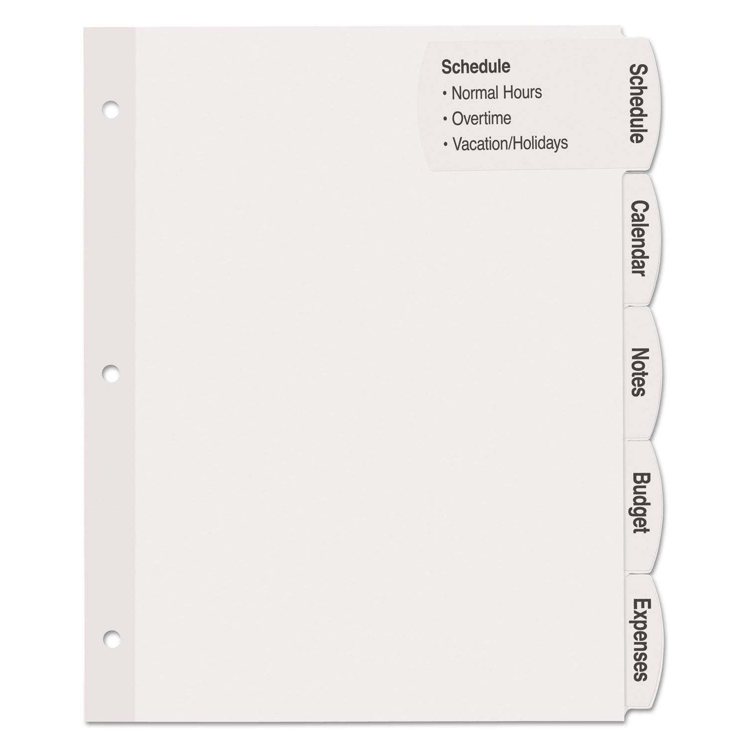 Avery Big Tab Printable Large White Label Tab Dividers, 5-Tab, 11 x 8.5, White, 20 Sets