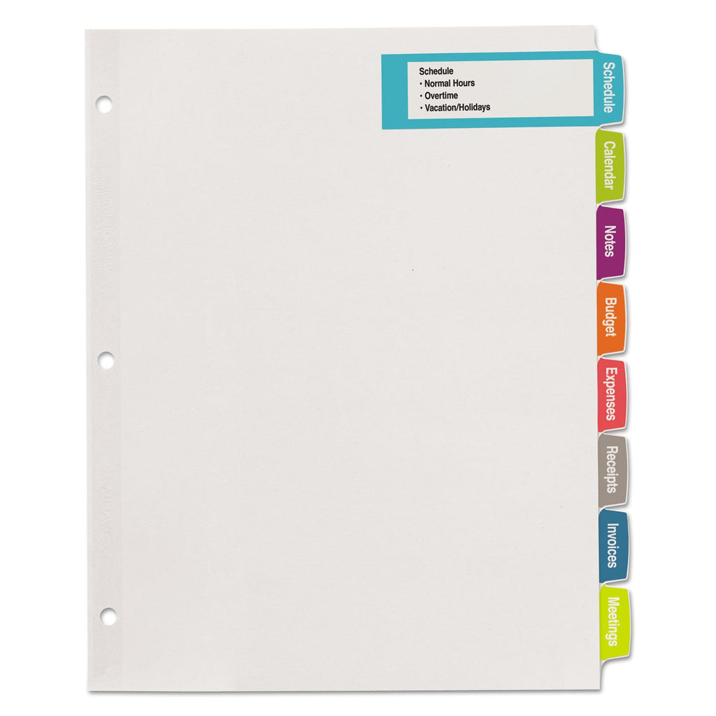 Avery Big Tab Printable Large White Label Tab Dividers, 8-Tab, 11 x 8.5, White, 20 Sets