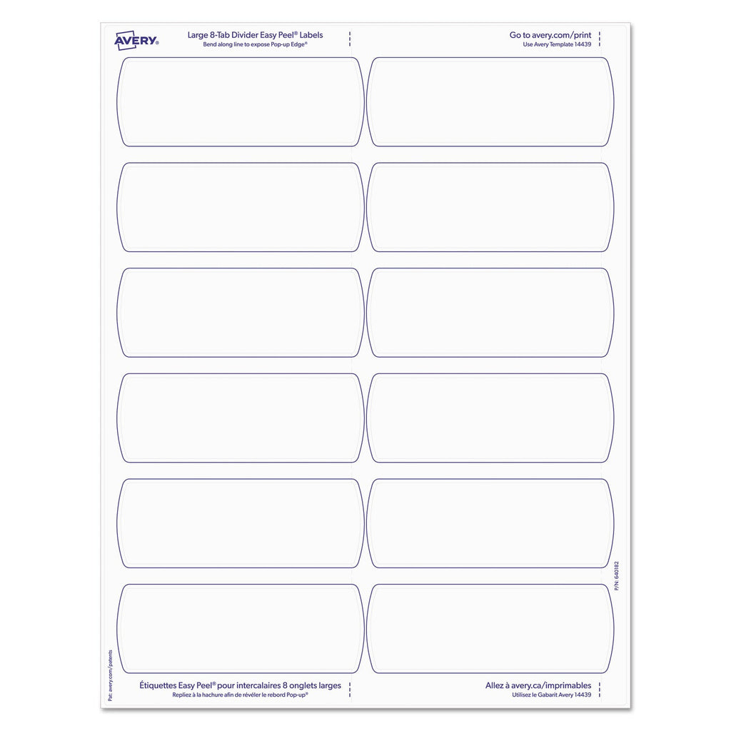 Avery Big Tab Printable Large White Label Tab Dividers, 8-Tab, 11 x 8.5, White, 20 Sets