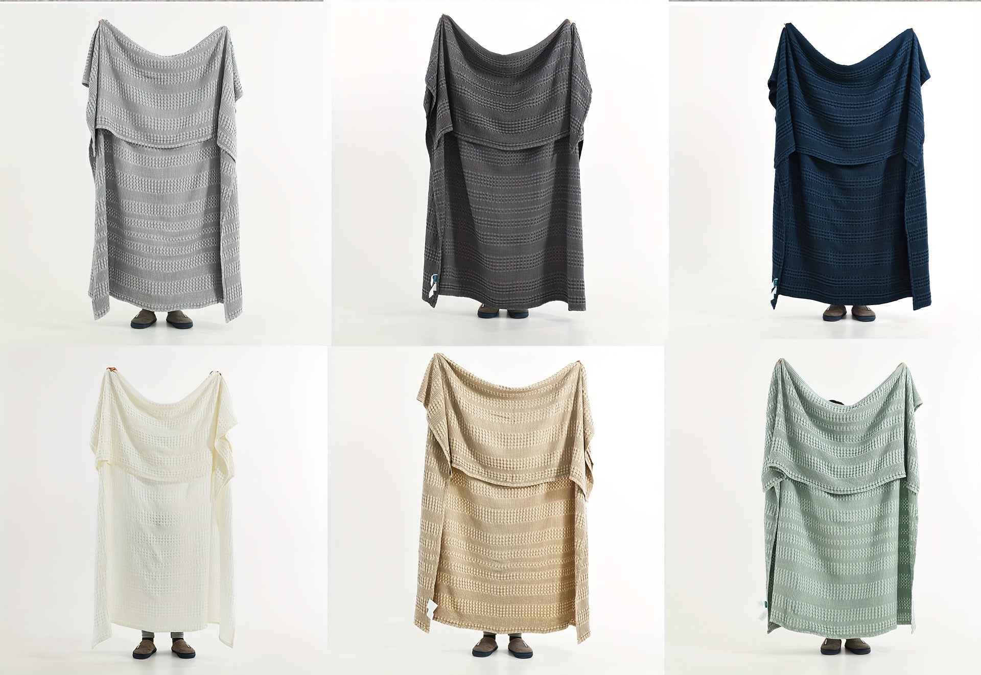 1 Pc Cooling Bamboo Fiber Cotton Blend Waffle Blanket - Lightweight Breathable Blanket For Hot Sleepers, Luxury Throws For Bed, Couch And Sofa