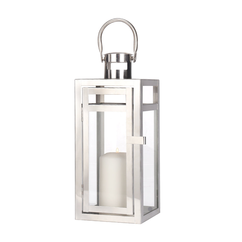 12'' High Metal Decorative Candle Lantern (Silver)