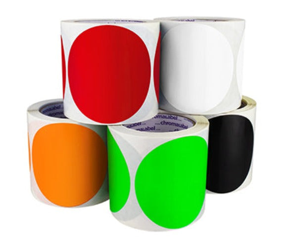 4" Permanent Color-Code Round Dot Inventory Labels: 250/Roll