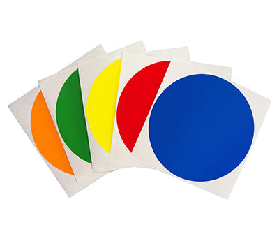 4" Permanent Round Color Coding Sheeted Dot Kit (Primary): 100/Pack