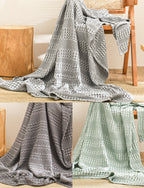 1 Pc Cooling Bamboo Fiber Cotton Blend Waffle Blanket - Lightweight Breathable Blanket For Hot Sleepers, Luxury Throws For Bed, Couch And Sofa