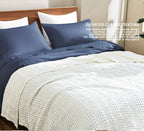 1 Pc Cooling Bamboo Fiber Cotton Blend Waffle Blanket - Lightweight Breathable Blanket For Hot Sleepers, Luxury Throws For Bed, Couch And Sofa