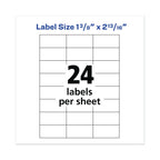 Avery Copier Mailing Labels, Copiers, 1.38 x 2.81, White, 24/Sheet, 100 Sheets/Box