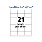 Avery Copier Mailing Labels, Copiers, 1.5 x 2.81, White, 21/Sheet, 100 Sheets/Box
