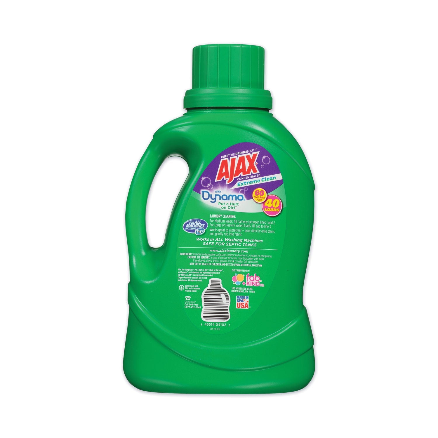 Ajax Laundry Detergent Liquid, Extreme Clean, Mountain Air Scent, 40 Loads, 60 oz Bottle, 6/Carton