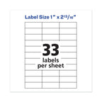 Avery Copier Mailing Labels, Copiers, 1 x 2.81, White, 33/Sheet, 250 Sheets/Box