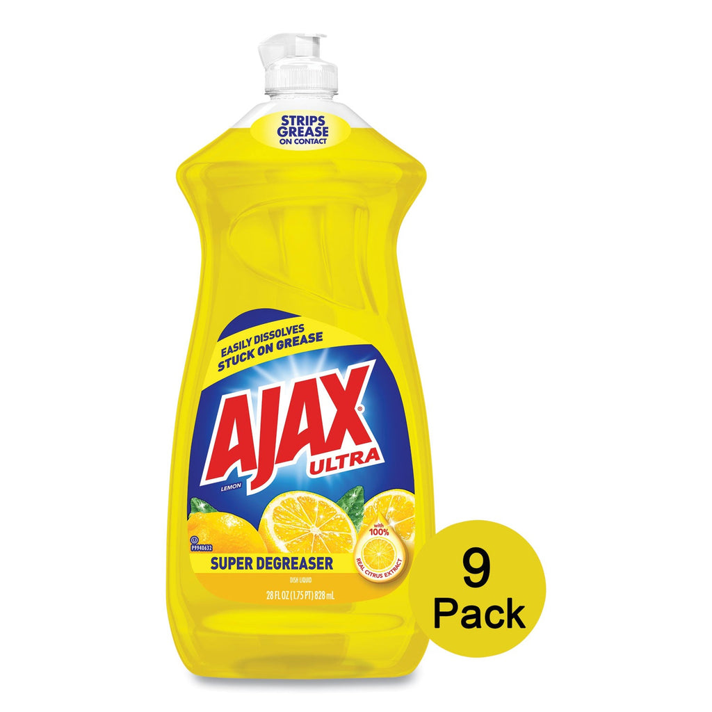 Ajax Dish Detergent, Lemon Scent, 28 oz Bottle, 9/Carton