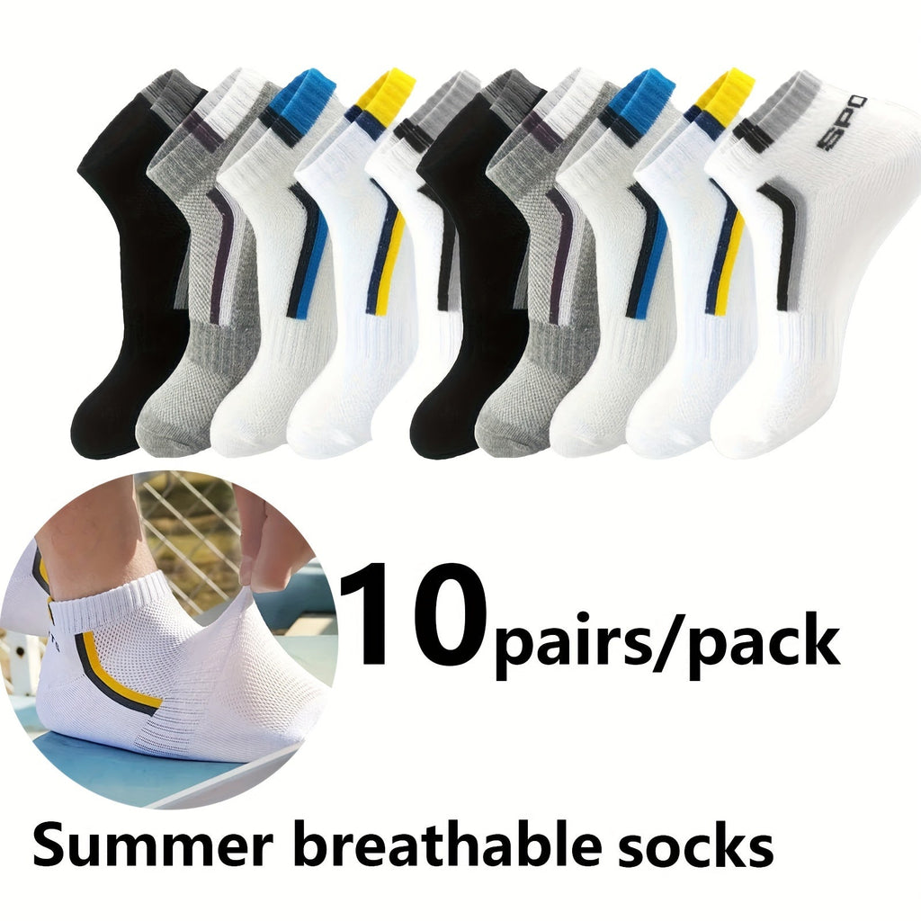10/20/30 Pairs Mens Stripe Style Liner Socks - Ultra-Comfortable, Moisture-Wicking, Soft & Lightweight - Ideal for Outdoor Adventures & Casual Wear - Simple yet Stylish Design