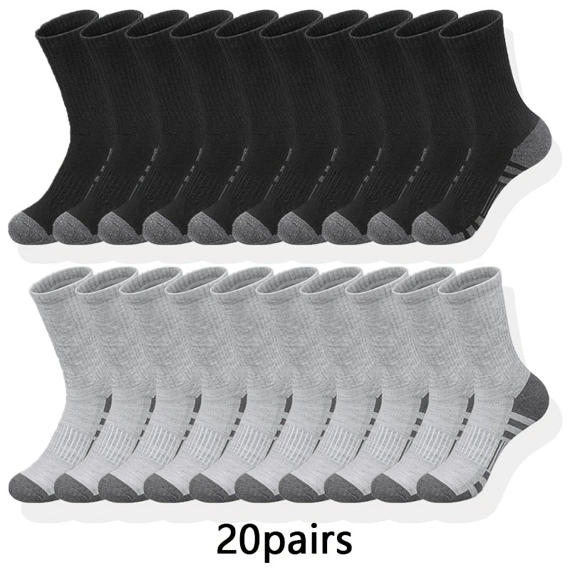 10/20/30 Pairs Of Men's Classic Crew Socks, Breathable Comfy Casual Unisex Socks For Men's Outdoor Wearing All Seasons Wearing