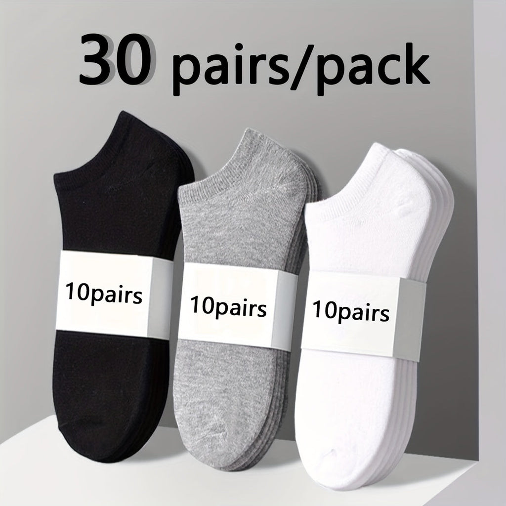 10/20/30 pairs Men's 10/20/30 Pairs Compression Sports Socks, Sweat-Wicking, Anti-Odor, Non-Slip for Running, Basketball, Fitness
