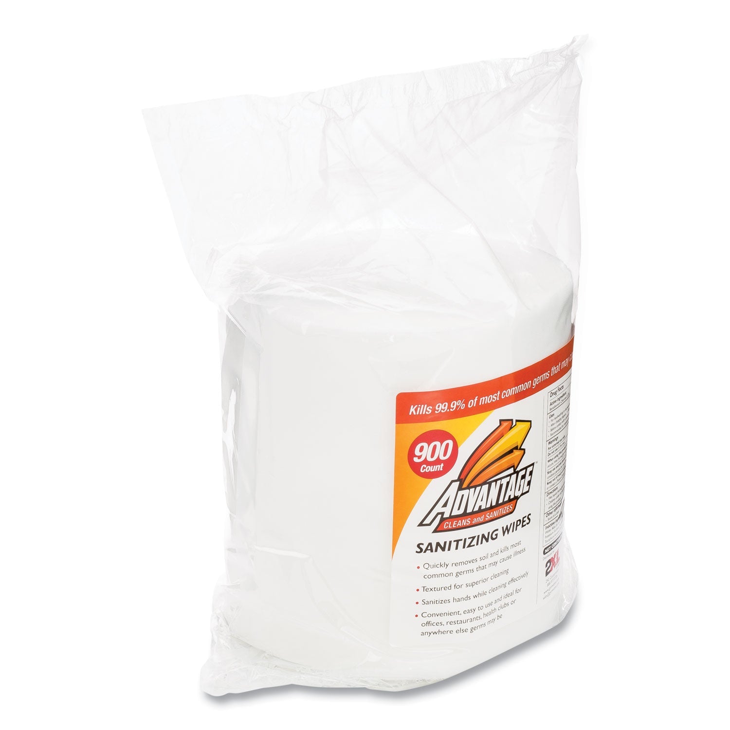2XL Gym Wipes Advantage, 6 x 8, White, Unscented, 900/Roll, 4 Rolls/Carton