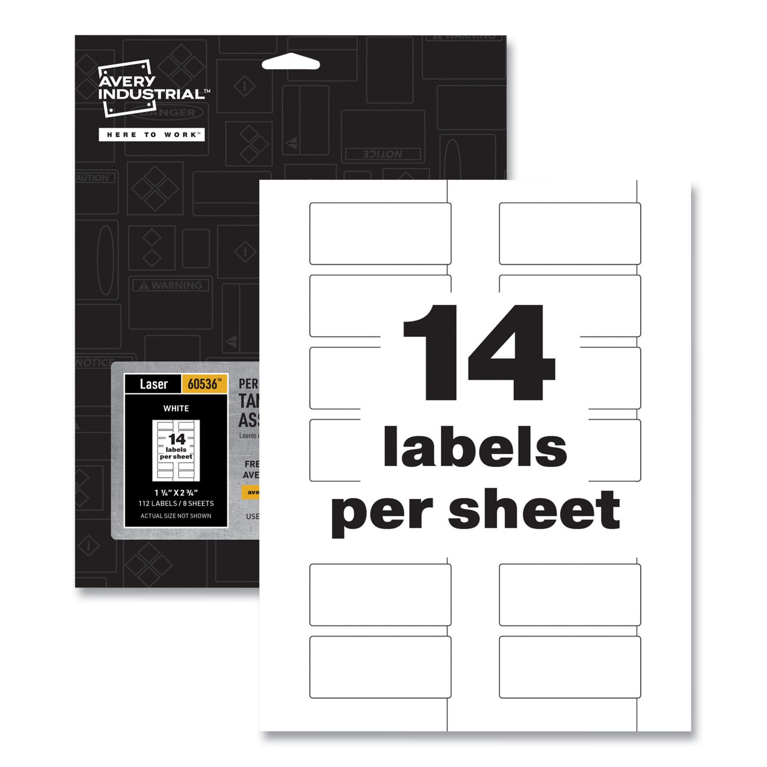 Avery PermaTrack Tamper-Evident Asset Tag Labels, Laser Printers, 1.25 x 2.75, White, 14/Sheet, 8 Sheets/Pack