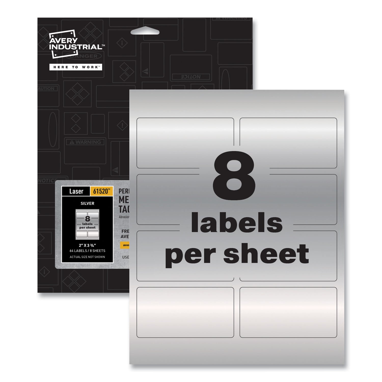 Avery PermaTrack Metallic Asset Tag Labels, Laser Printers, 2 x 3.75, Silver, 8/Sheet, 8 Sheets/Pack