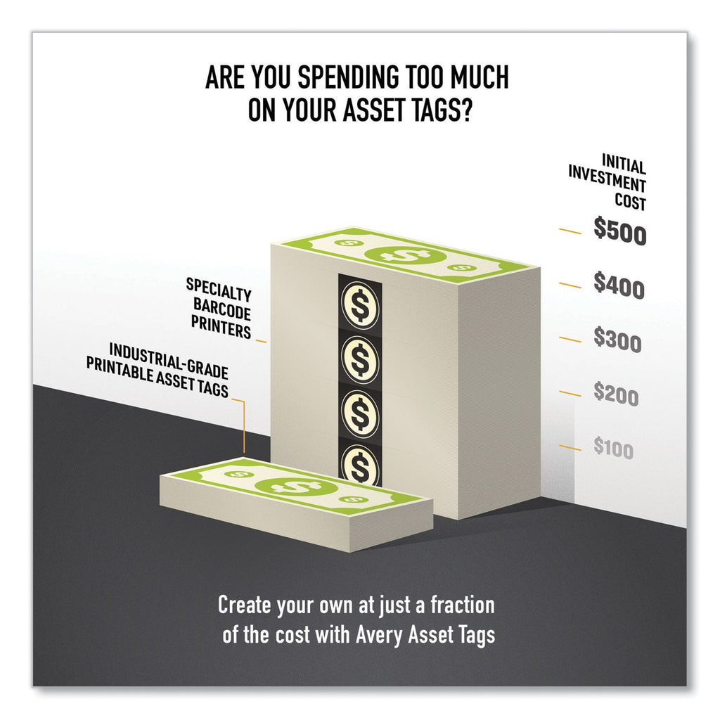 Avery PermaTrack Metallic Asset Tag Labels, Laser Printers, 2 x 3.75, Silver, 8/Sheet, 8 Sheets/Pack