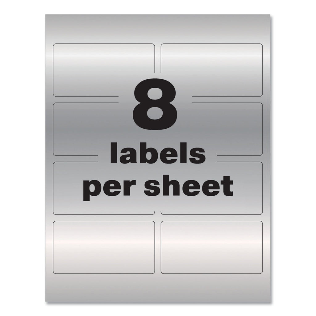 Avery PermaTrack Metallic Asset Tag Labels, Laser Printers, 2 x 3.75, Silver, 8/Sheet, 8 Sheets/Pack