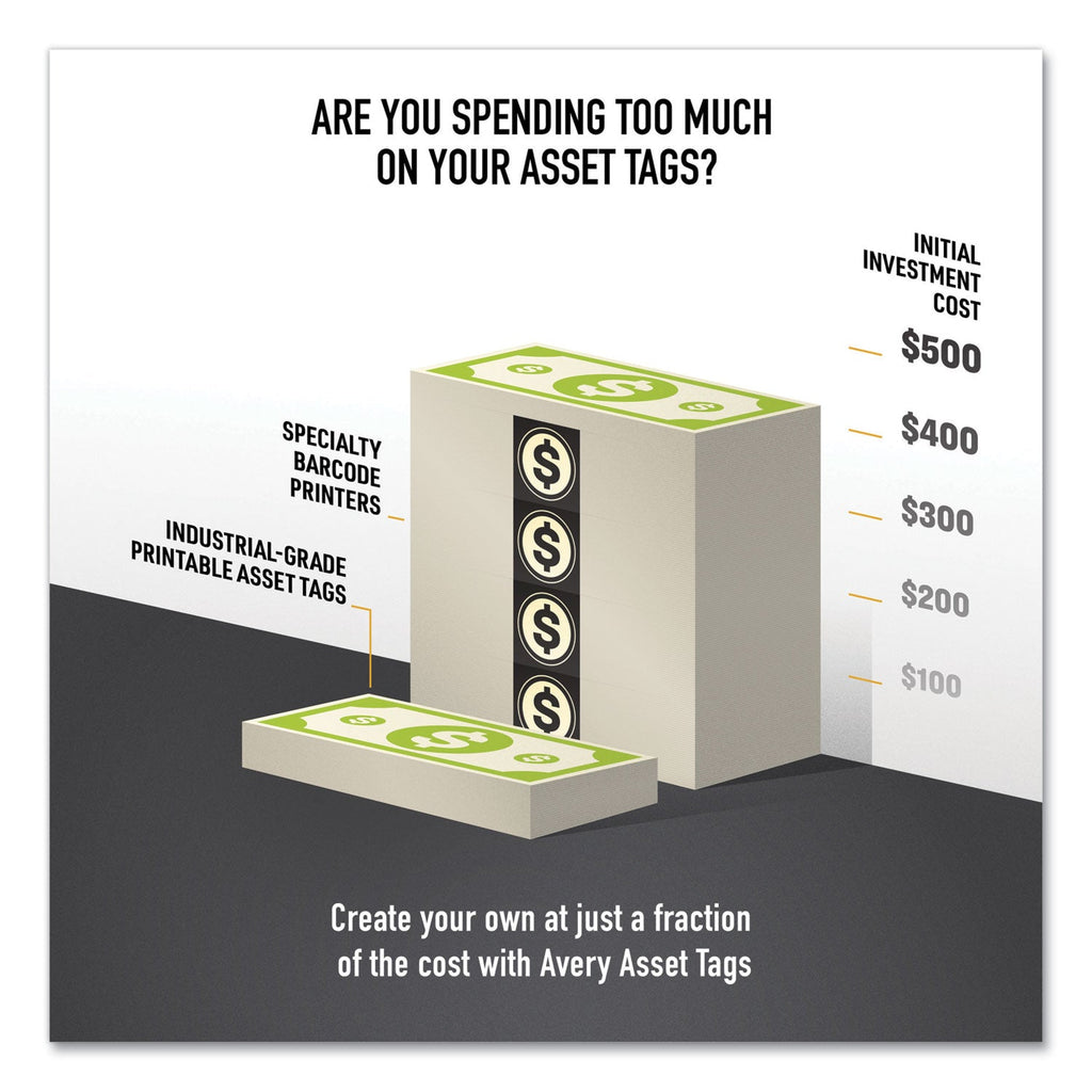 Avery PermaTrack Metallic Asset Tag Labels, Laser Printers, 1.25 x 2.75, Silver, 14/Sheet, 8 Sheets/Pack